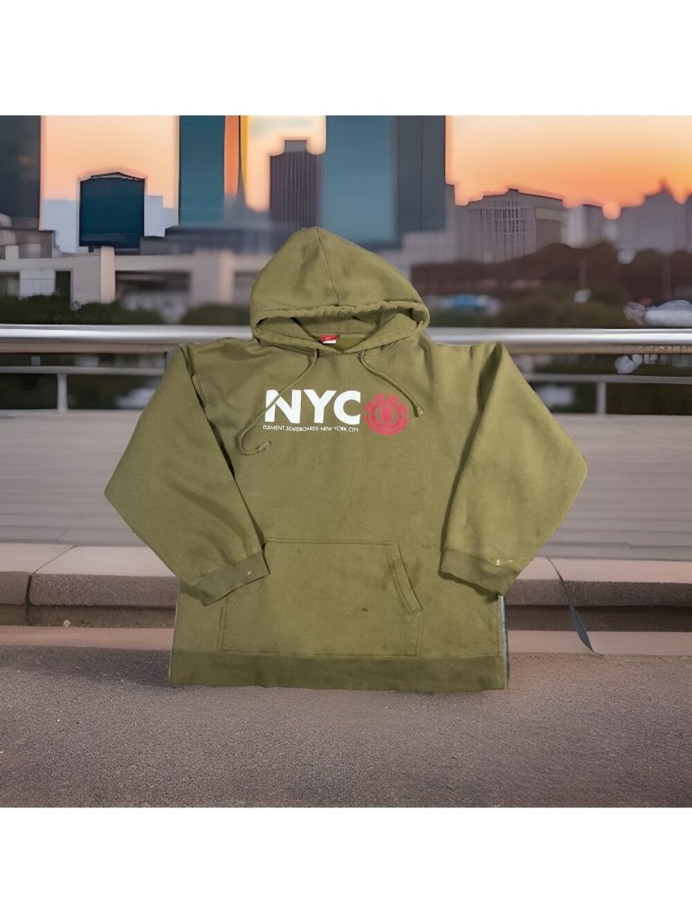 Vintage Element Skateboards Rare Y2K New York NYC Hoodie Grunge Skate Punk